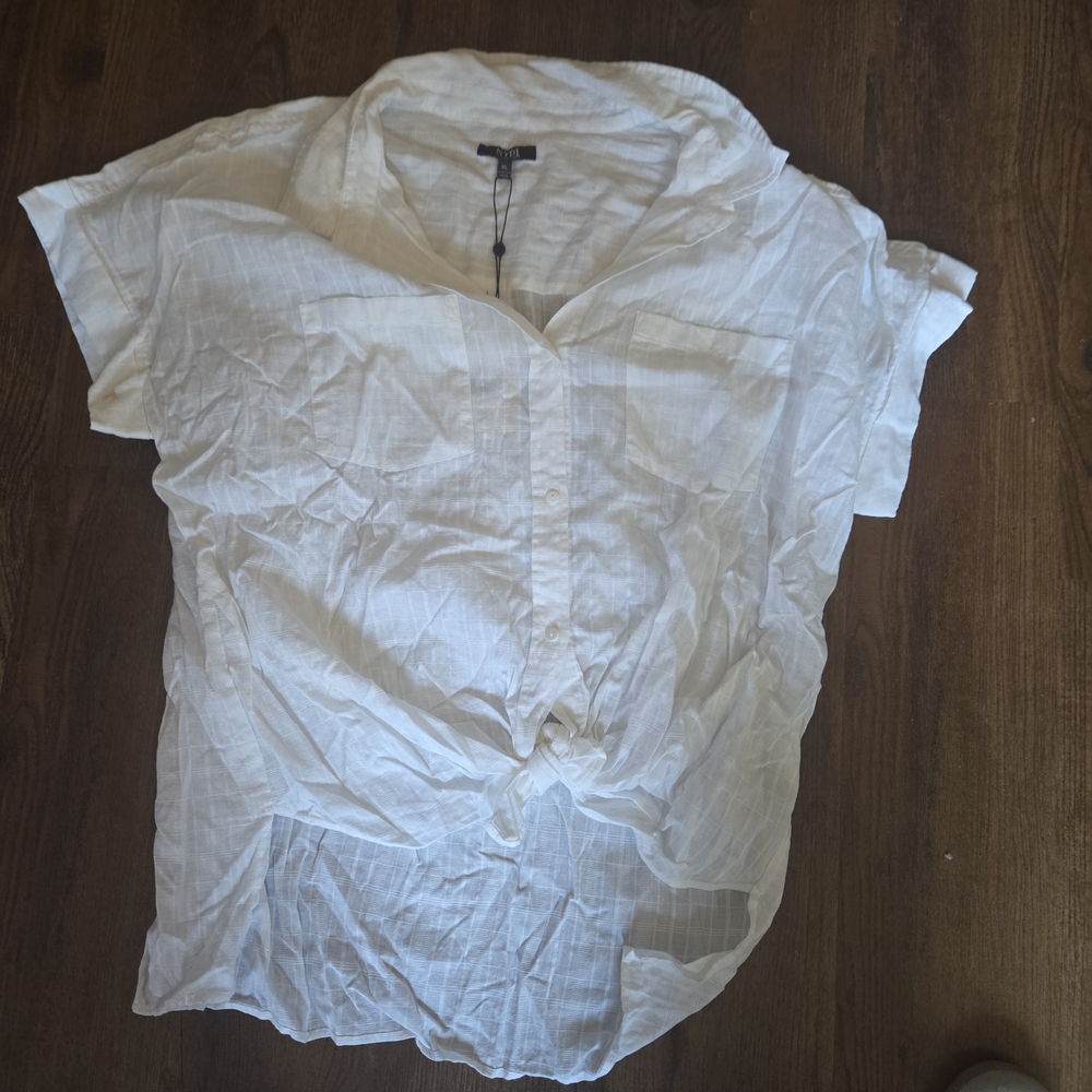 NYDJ White Textured Button-Up Shirt